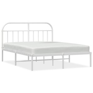 vidaXL Cadre de lit métal sans matelas et tête de lit blanc 140x190 cm