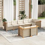 vidaXL Salon de jardin avec coussins 8 Pièces beige résine tressée