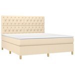 vidaXL Sommier à lattes de lit avec matelas Crème 160x200 cm Tissu