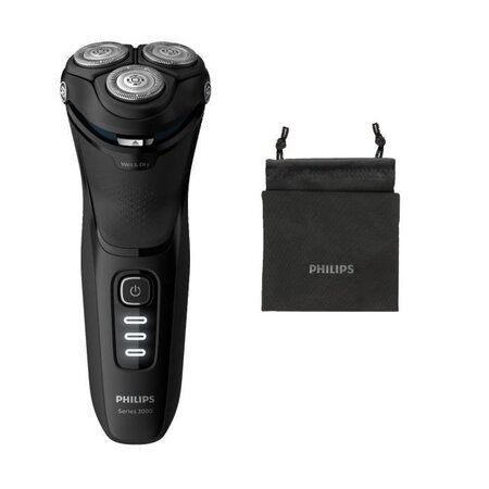 PHILIPS S3233/52 Rasoir électrique Series 3000 100% - 27 lames auto-affûtées pour raser de pres, sur peau seche ou humide