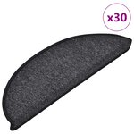 vidaXL Tapis d'escalier 30 pièces 56 x 17 x 3 cm Anthracite Demi-rond