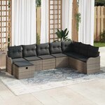 vidaXL Ensemble de canapé de jardin avec coussin 8 Pièces Gris Poly rotin