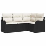 vidaXL Ensemble de canapé de jardin avec coussin 4 Pièces Noir Poly rotin