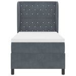 vidaXL Lit à ressorts avec matelas Gris foncé 200 x 90 cm Polyester