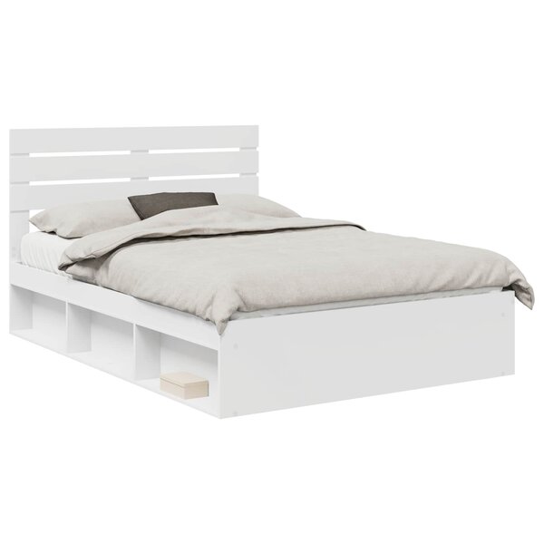 vidaXL Cadre de lit avec tête de lit Blanc 160 x 200 cm Pin massif