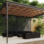 Vidaxl salon de jardin 13 pièces avec coussins résine tressée noir