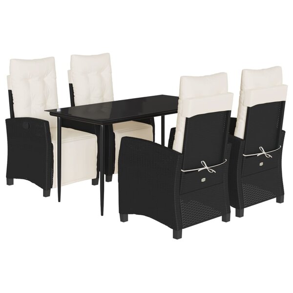 vidaXL Ensemble à manger de jardin coussins 5Pièces Noir Résine tressée