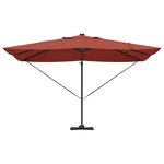 vidaXL Parasol déporté Roma avec LEDs Terracotta 352x251x265 cm Aluminium