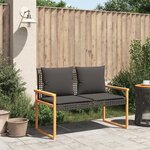 vidaXL Banc de jardin avec coussin noir résine tressée et acacia