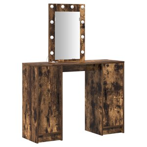 vidaXL Coiffeuse avec Lumières LED Chêne Fumé 102x33x135 cm