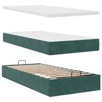 vidaXL Lit ottoman avec matelas et LED Vert foncé 90x200cm velours