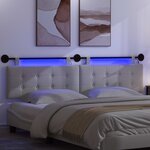 vidaXL Tête de lit suspendue Avec lumière LED Blanc Tissu