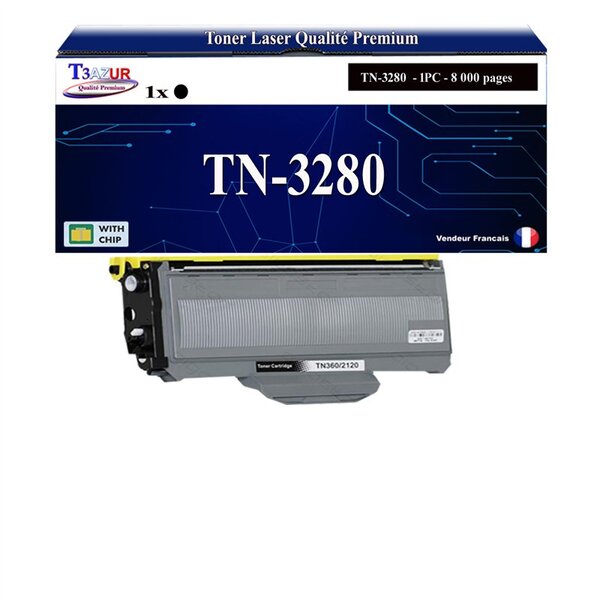 T3AZUR - Toner compatible avec Brother TN328  TN3230 0 pour Brother MFC-8370DN  MFC-8380DN  MFC-8480DN  MFC-8800DN  MFC-8880DN  MFC-8890DW - 8 000 pages
