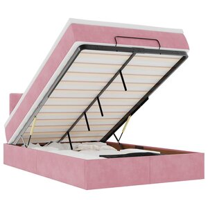 vidaXL Lit ottoman avec matelas et LED rose 120x190 cm velours