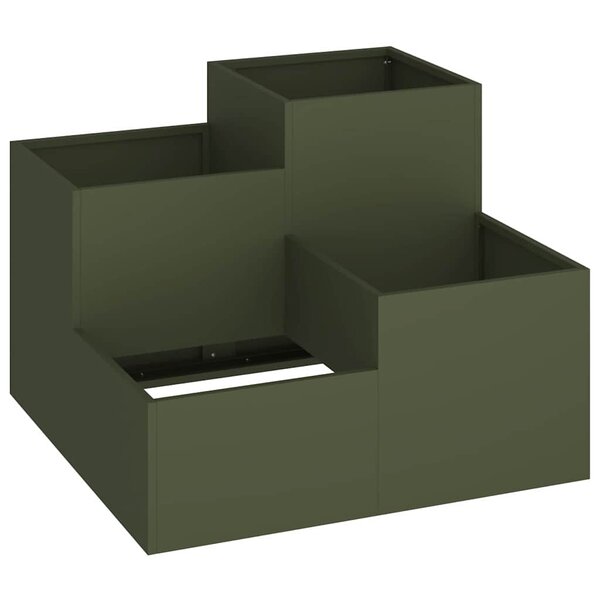 vidaXL Cache-pot de jardin Vert olive 100 x 100 x 60 cm Acier