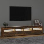 vidaXL Meuble TV avec lumières LED Chêne fumé 210x35x40 cm