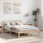 vidaXL Cadre de lit avec tête de lit Naturel 140 x 190 cm Pin massif