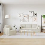 vidaXL Canapé 2 Pièces Crème 198 x 78 x 80 cm Velours