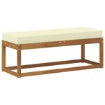 vidaXL Banc de jardin avec coussin Naturel et Crème 115 x 43 x 45 cm
