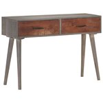 vidaXL Table console Gris 110x35x75 cm Bois de manguier massif brut