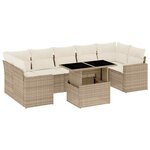 vidaXL Salon de jardin avec coussins 8 Pièces beige résine tressée
