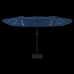 vidaXL Parasol de jardin à double tête avec LED bleu azuré 449x265 cm