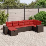 vidaXL Salon de jardin avec coussins 7 Pièces marron résine tressée