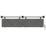 vidaXL Tête de lit suspendue Avec lumière LED Gris foncé Velours