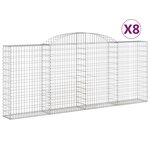 vidaXL Paniers à gabions arqués 8 Pièces 300x30x120/140 cm fer galvanisé
