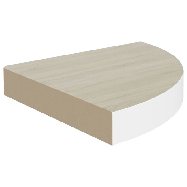 vidaXL Étagère d'angle murale Chêne et blanc 25x25x3 8 cm MDF