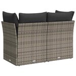 vidaXL Canapé de jardin 2 places avec coussins gris résine tressée