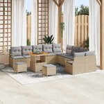 vidaXL Ensemble de canapé de jardin 13 Pièces Beige Poly rotin