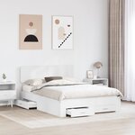 vidaXL Cadre de lit avec tiroir Blanc 150 x 200 cm Bois d'ingénierie