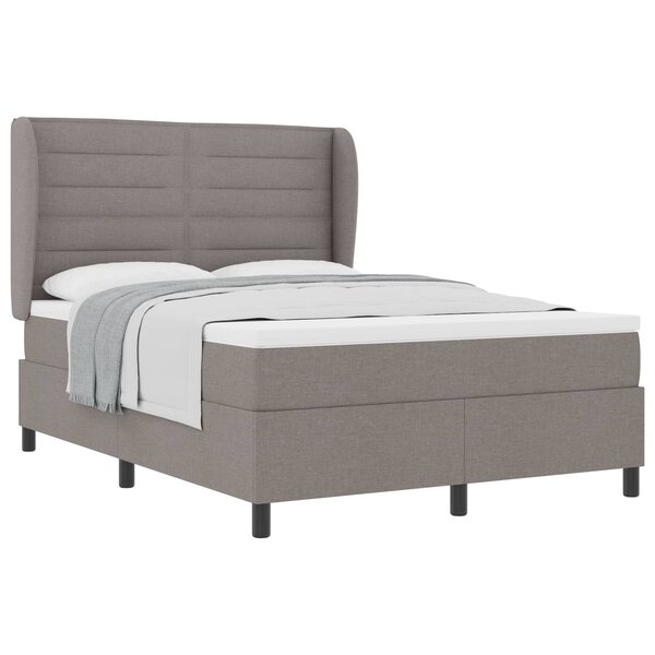 vidaXL Lit à ressorts avec matelas Taupe 140 x 190 cm tissu