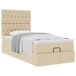 vidaXL Lit ottoman avec matelas crème 100x200 cm tissu