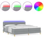 vidaXL Lit à ressorts avec matelas Gris clair 200 x 200 cm tissu