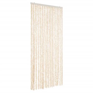 vidaXL Rideau anti-mouches beige et blanc 56x185 cm chenille