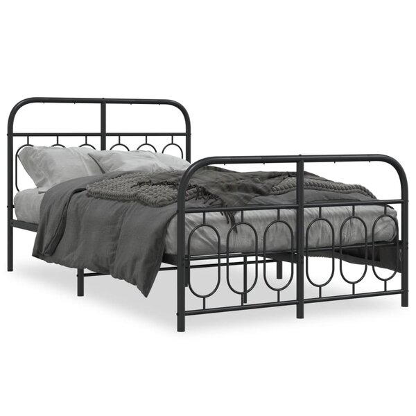 vidaXL Cadre de lit métal sans matelas avec pied de lit noir 120x190cm
