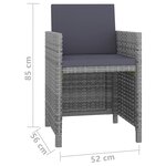 vidaXL Ensemble à manger d'extérieur 5Pièces coussins résine tressée gris