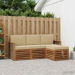 vidaXL Ensemble de canapés d'extérieur 4 Pièces Naturel et Beige