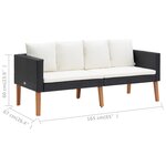 vidaXL Salon de jardin 2 Pièces avec coussins Résine tressée Noir