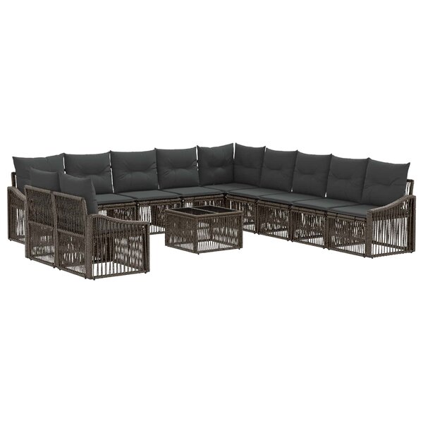 vidaXL Ensemble de canapé de jardin 12 Pièces Gris polyrotin