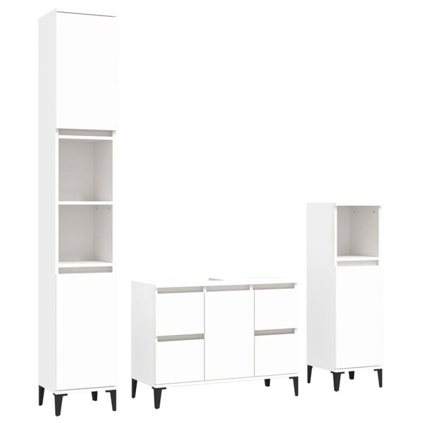 vidaXL Ensemble de meubles salle de bain 3 Pièces blanc bois d'ingénierie