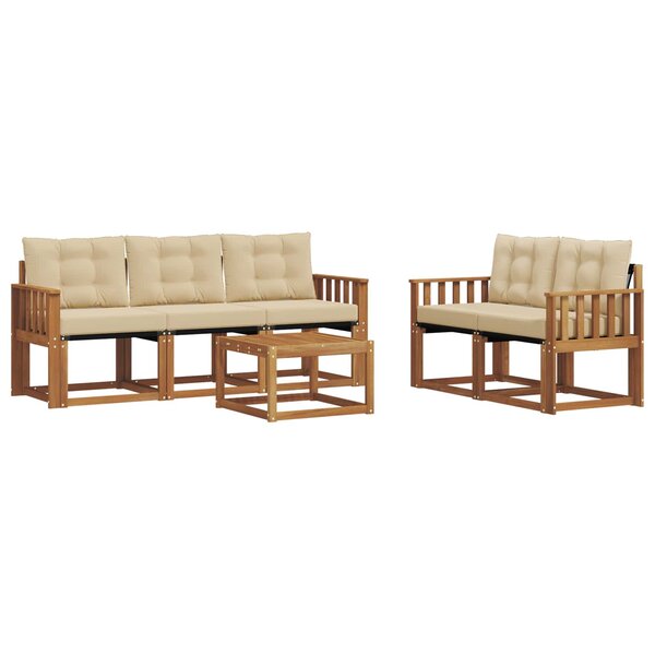 vidaXL Ensemble de canapés d'extérieur 6 pc Naturel et Beige