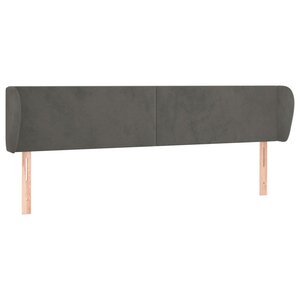 vidaXL Tête de lit avec oreilles Gris foncé 203x23x78/88 cm Velours