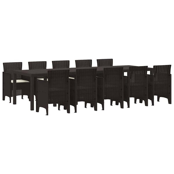 vidaXL Ensemble de salle à manger pour jardin 11 Pièces Marron et Crème
