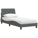 vidaXL Lit avec matelas gris foncé 90x190 cm tissu
