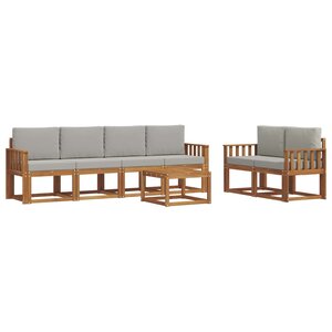 vidaXL Ensemble de canapés d'extérieur 7 Pièces Gris Naturel et Clair