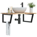 vidaXL Étagère de vasque murale acier et bois massif d'acacia