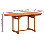 vidaXL Table à dîner de jardin (120-170)x80x75 cm Bois d'acacia massif